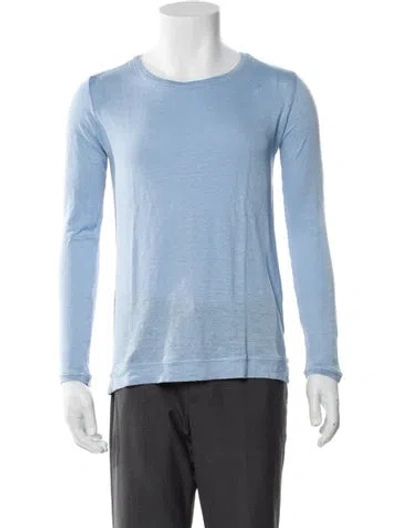 Pre-owned Massimo Alba Linen Scoop Neck T-shirt W/ Tags In Blue
