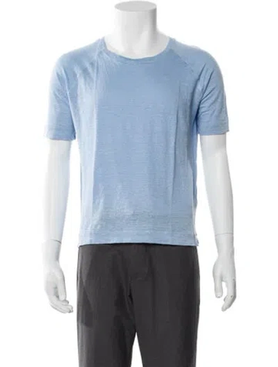 Pre-owned Massimo Alba Linen Scoop Neck T-shirt W/ Tags In Blue