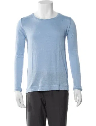 Pre-owned Massimo Alba Linen Scoop Neck T-shirt W/ Tags In Blue
