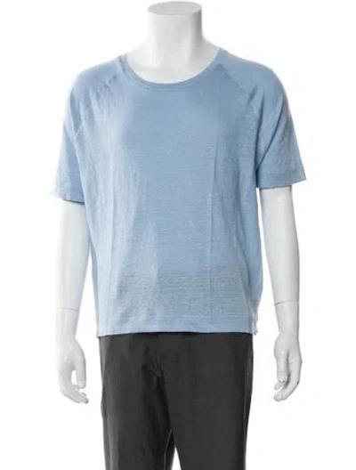 Pre-owned Massimo Alba Linen Scoop Neck T-shirt W/ Tags In Blue