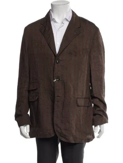 Pre-owned Massimo Alba Linen Striped Blazer In Brown