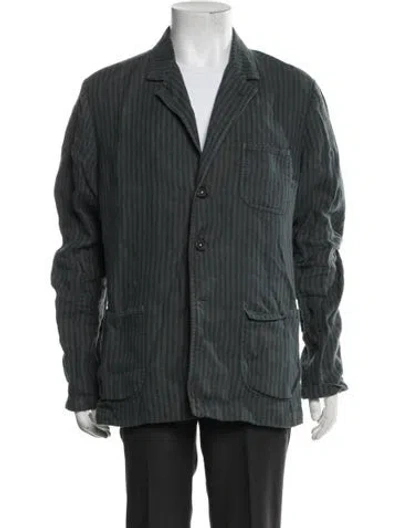 Pre-owned Massimo Alba Linen Striped Jacket In Green