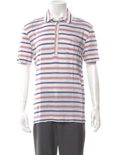 Pre-owned Massimo Alba Linen Striped Polo Shirt W/ Tags In Purple