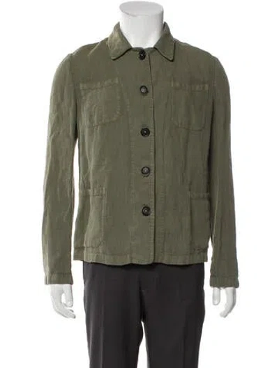 Pre-owned Massimo Alba Linen Trucker Jacket In Green