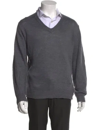 Pre-owned Massimo Alba Linen V-neck Pullover In Gray