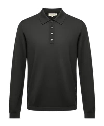Massimo Alba Long-sleeved Polo Shirt In Black