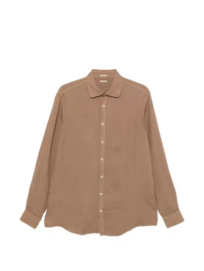 Massimo Alba Long-sleeve Button-up Shirt In Brown