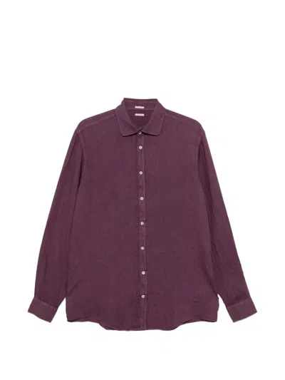 Massimo Alba Long-sleeve Button-up Shirt In Purple
