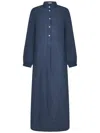 Massimo Alba Ultramarine Blue Linen Kaftan With Buttoned Front In Blue