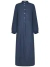 Massimo Alba Ultramarine Blue Linen Kaftan With Buttoned Front In Blue