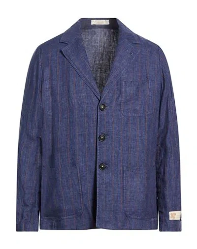Massimo Alba Man Blazer Blue Size 46 Linen, Elastane
