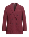Massimo Alba Man Blazer Burgundy Size Xl Linen In Red