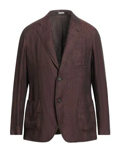 Massimo Alba Man Blazer Chocolate Brown Size 40 Linen