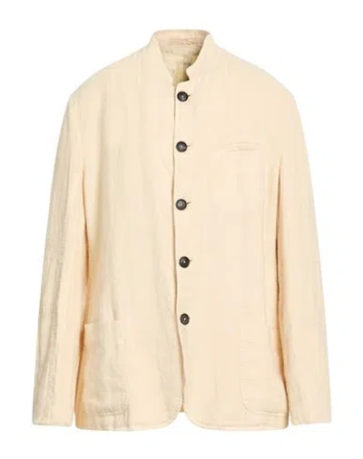 Massimo Alba Man Blazer Cream Size 44 Linen In Neutral