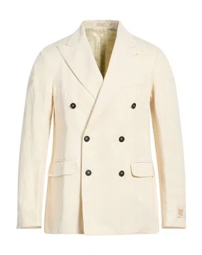 Massimo Alba Man Blazer Cream Size 46 Cotton, Linen In White
