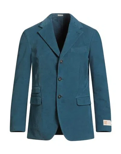 Massimo Alba Man Blazer Deep Teal Size 44 Cotton, Elastane