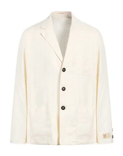 Massimo Alba Man Blazer Ivory Size 44 Linen In Neutral