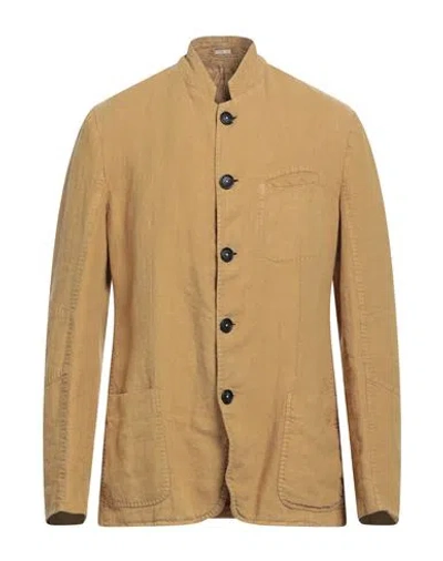 Massimo Alba Man Blazer Mustard Size 38 Linen In Brown