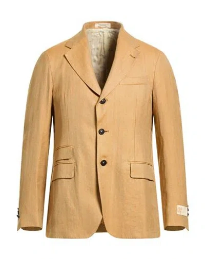Massimo Alba Man Blazer Mustard Size 46 Linen In Brown
