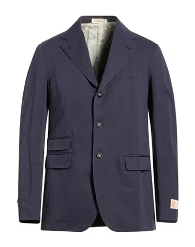 Massimo Alba Man Blazer Navy Size 44 Cotton, Linen In Brown