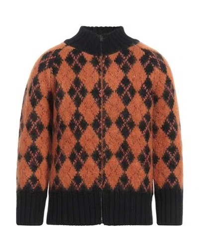 Massimo Alba Man Cardigan Orange Size S Mohair Wool, Wool, Silk, Cashmere