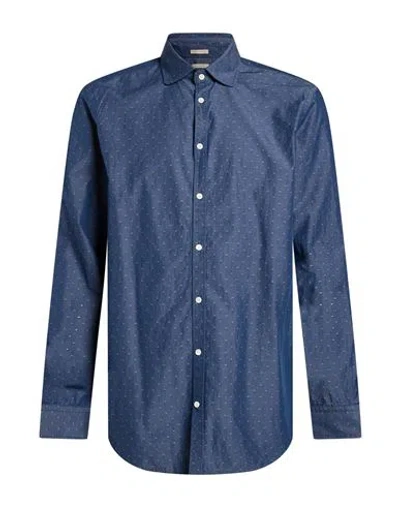 Massimo Alba Man Denim Shirt Blue Size S Cotton