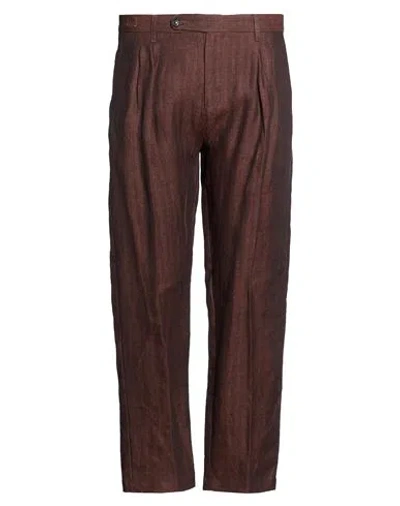 Massimo Alba Man Pants Chocolate Brown Size 38 Linen