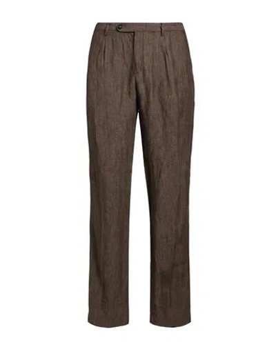 Massimo Alba Man Pants Dark Brown Size 40 Linen In Blue