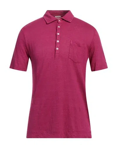 Massimo Alba Man Polo Shirt Fuchsia Size M Linen In Pink