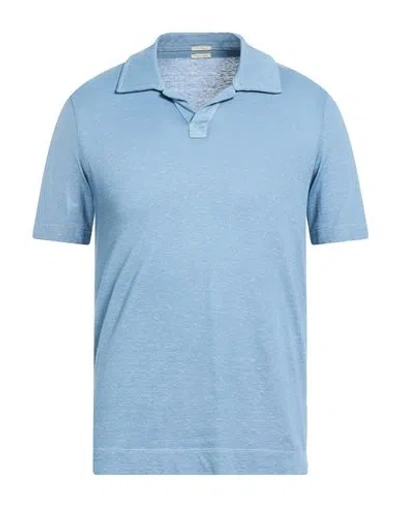 Massimo Alba Man Polo Shirt Light Blue Size Xl Linen, Cotton