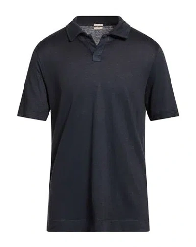 Massimo Alba Man Polo Shirt Midnight Blue Size Xl Linen, Cotton In Black