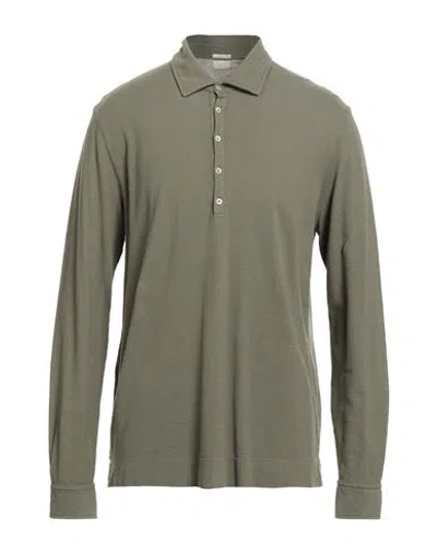 Massimo Alba Man Polo Shirt Military Green Size L Cotton, Cashmere In Animal Print