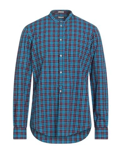 Massimo Alba Man Shirt Azure Size M Cotton, Polyester In Blue