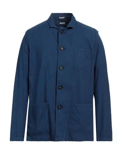 Massimo Alba Man Shirt Blue Size M Cotton, Linen, Elastane