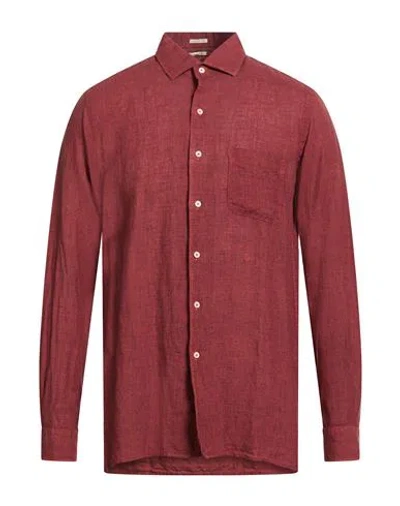 Massimo Alba Man Shirt Brick Size M Linen In Pink