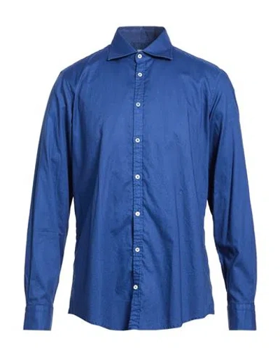 Massimo Alba Man Shirt Bright Blue Size M Cotton