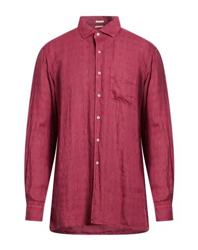 Massimo Alba Man Shirt Burgundy Size Xl Linen