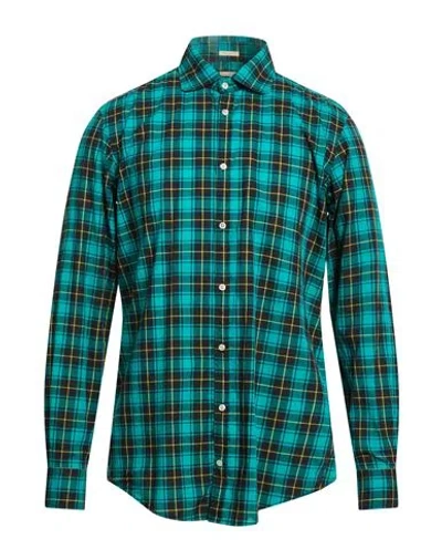 Massimo Alba Man Shirt Emerald Green Size M Cotton