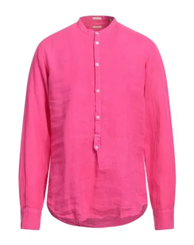 Massimo Alba Man Shirt Fuchsia Size M Linen In Pink