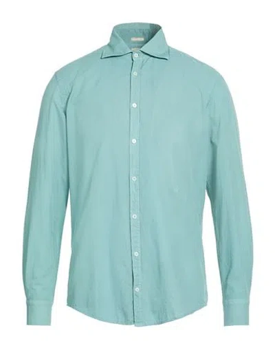 Massimo Alba Man Shirt Green Size M Cotton In Blue