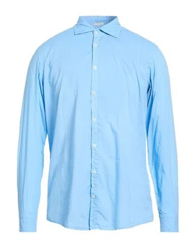 Massimo Alba Man Shirt Light Blue Size M Cotton In Black