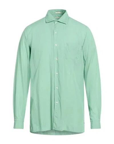 Massimo Alba Man Shirt Light Green Size Xxl Cotton, Cashmere In Blue