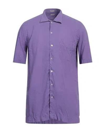 Massimo Alba Man Shirt Mauve Size L Cotton, Linen In Purple