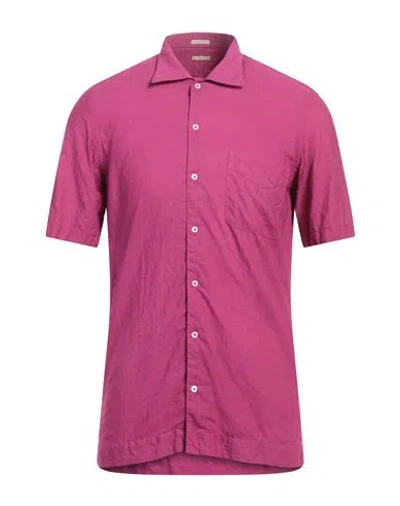 Massimo Alba Man Shirt Magenta Size S Cotton, Linen