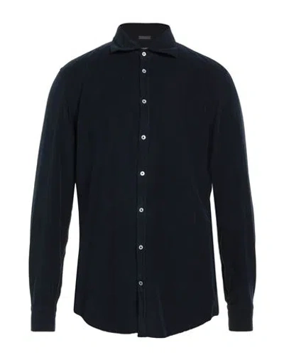 Massimo Alba Man Shirt Midnight Blue Size L Cotton In Black