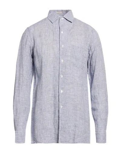 Massimo Alba Man Shirt Midnight Blue Size M Linen