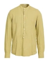 Massimo Alba Man Shirt Mustard Size L Linen In Green