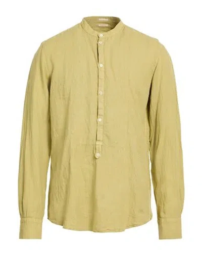 Massimo Alba Man Shirt Mustard Size L Linen In Green