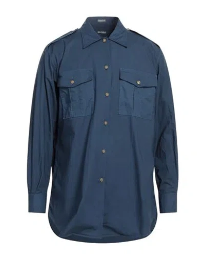Massimo Alba Man Shirt Navy Size S Cotton, Elastane In Navy Blue
