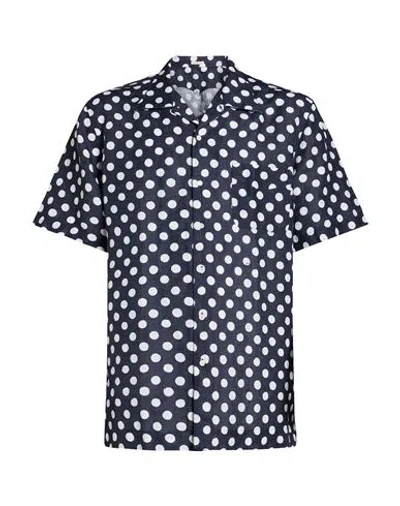 Massimo Alba Man Shirt Navy Size Xl Linen, Cotton In Blue